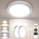 SunRider 2-Pack Rechargeable Motion Sensor LED Ceiling Lights with Remote | Battery Operated Wireless Closet Lights, Magnetic Suction, 3CCT Dimmable for Shower, Pantry, Laundry, Hallway, Bathroom
