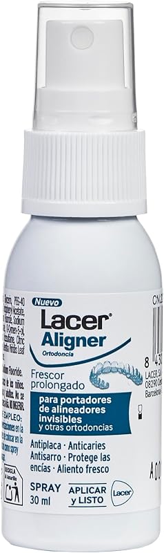 ALIGNER - Spray Bucal para Ortodoncia Invisible y Alineadores 30 ml, Frescor Prolongado, Anticaries y Antiplaca, Protege las Encías, Uso Rápido sin Aclarado, Sin Gluten Ni Alcohol — foto 1 de 5