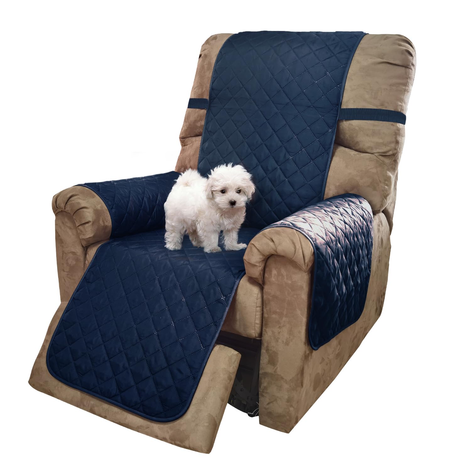 Photo 1 of U-NICE HOME Recliner Chair Covers Reversible Chair Cover Pet Covers for Dogs with Elastic Straps Water Resistant Diamond Quilted (28''Recliner Oversized, Navy/Taupe)