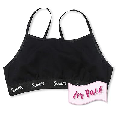 Sweety Mädchen Bustier Single Jersey I 2er Pack I Sportbustier mit schmalen Trägern I Unterwäsche aus elastischer Baumwolle I