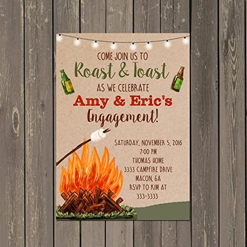 Bonfire Roast and Toast Engagement Party Invitation, Backyard Bonfire Roast and