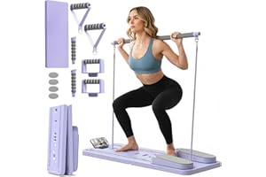 NEART Premium 7-in-1 Pilates Reformer Board – Foldable Portable Pilates Machine with Push-Up Bars, Pilates Bar & Resistance Bands for Full-Body Home Workout, Core Strength & Travel Fitness