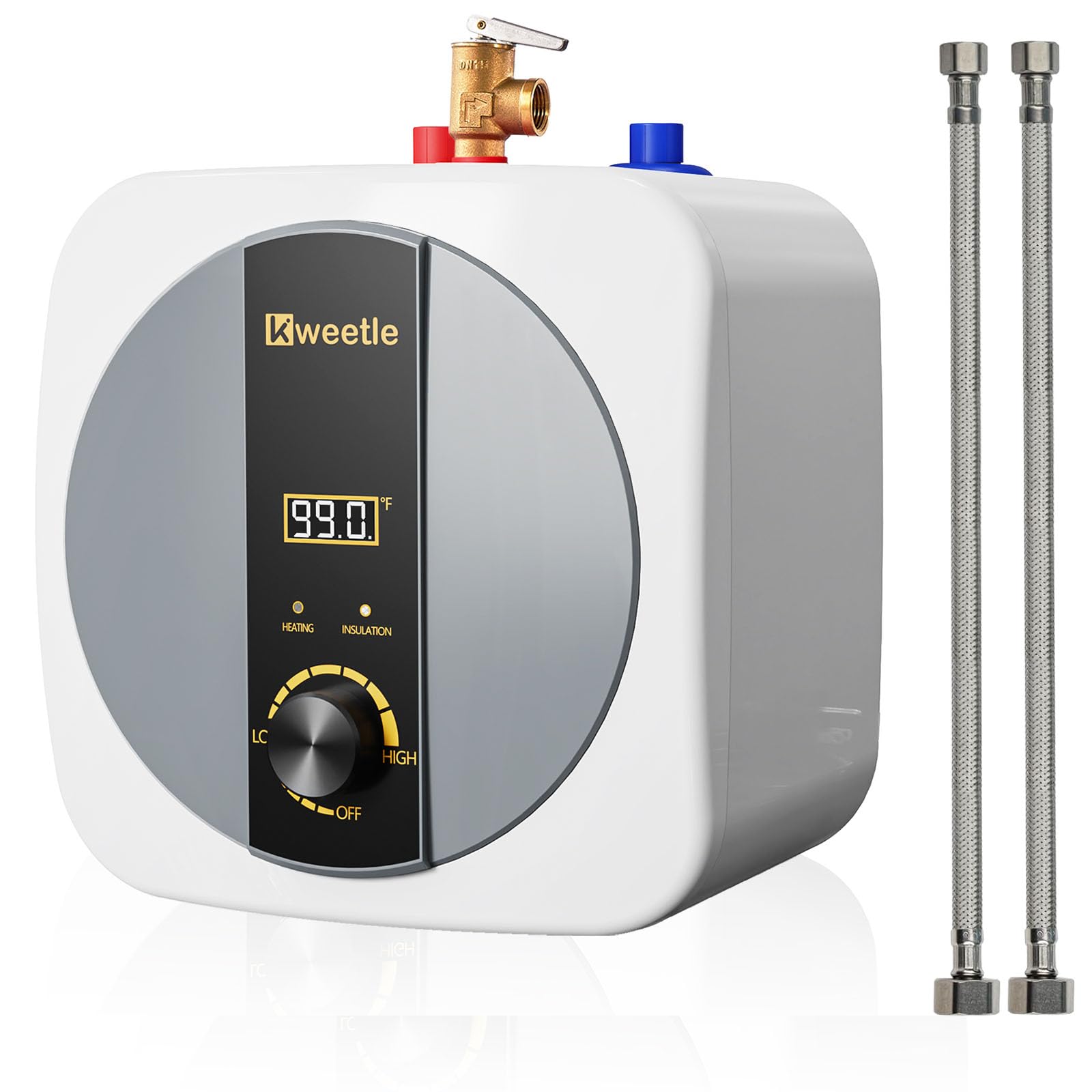 Photo 1 of 2.5 Gallons Under Sink Hot Water Heater, 110V 1500W Mini Tank Instant Water Heater With Digital Display Pressure Release Vavle Under For Bathroom Kitchen Hair Salon RV(White)