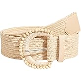 Verdusa Women's Round Buckle Straw Belts Boho Braided Waist Belt