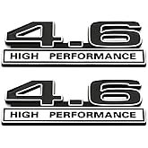 2pcs 4.6 Liter High Performance Engine Emblems Badge 3D Decals Stickers Cars Trucks (Chrome Black)