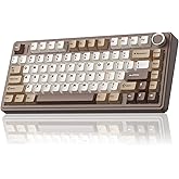 AULA F75 75% Wireless Mechanical Keyboard, Hot Swappable Creamy Keyboard, Pre-lubed Linear Switches, 2.4GHz/Type-C/BT5.0, RGB Backlit Gaming Keyboards(White&amp;Brown)