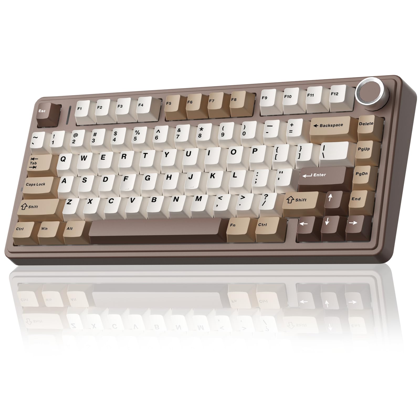 Photo 1 of AULA F75 75% Wireless Mechanical Keyboard, Hot Swappable Creamy Keyboard, Pre-lubed Linear Switches, 2.4GHz/Type-C/BT5.0, RGB Backlit Gaming Keyboards(White&Brown)
