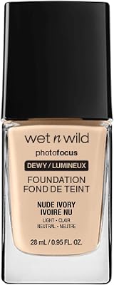 Photo Focus Dewy Foundation, Base de Maquillaje Líquida Hidratante Piel Normal/Seca, Acabado Luminoso Modulable, Nude Ivory