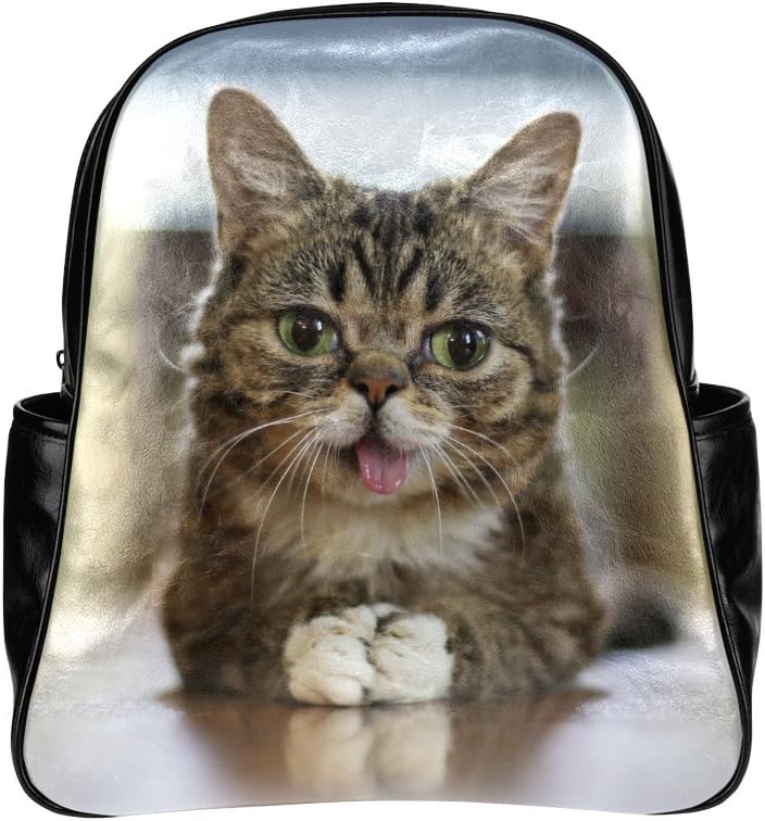 Seallm Unisex Lil Bub Cute Cat Black Stylish Multi Pocket Backpack