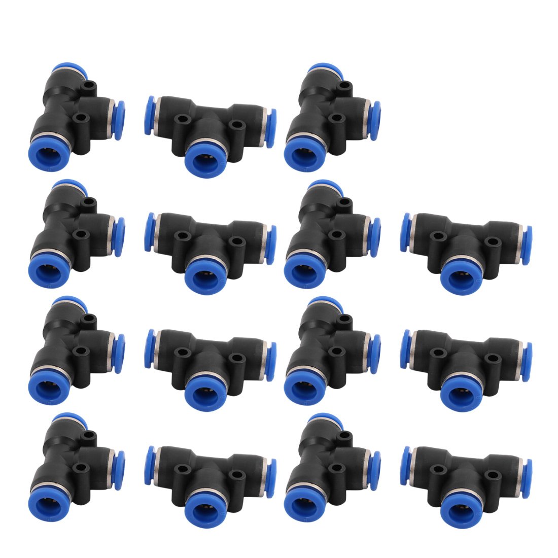 sourcingmap 15Pcs 8mm Dia T 3 Ways Type Tube Hose Pneumatic Air fitting Push In Connector