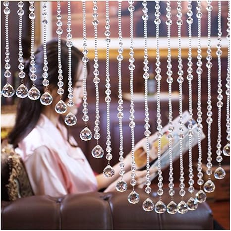 Amazon Gdming ビーズカーテン ドアカーテン にとって 戸口 クローゼット リビングルーム 寝室 窓 結婚式の装飾 カラフル 部屋の仕切り ウォールパネルフリンジ 22サイズ Color 明確な Size 30strands 105x1cm カーテン オンライン通販