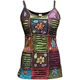 Shopoholic Fashion Flower Embroidered Women Waist Length Festival Stonewashed Hippy Cotton Tank Top