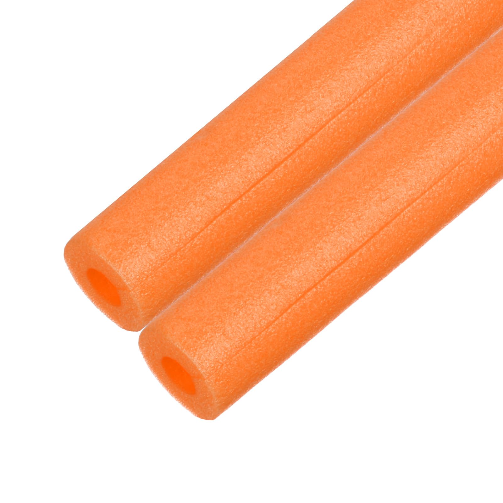M METERXITY 2-Pack Pipe Insulation Foam Tube, 17 x 2.4(L x OD) Foam Pipe Covers, Pre-Slit Clamp Foam Protection for Padding/Bumper Corner Edge Protection/Handle Water Pipes [Orange]