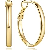 GIORGIA GIBBS 14K Gold Hoop Earrings for Women Trendy Gold Earrings Polished Chunky Hoop Earring Classic Earring Hoops 30 MM