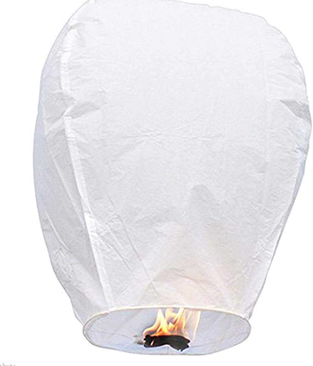 A Liittle Tree- 10 Eco-Friendly Chinese Sky Lanterns Christmas New Year Parties Celebrations (White)