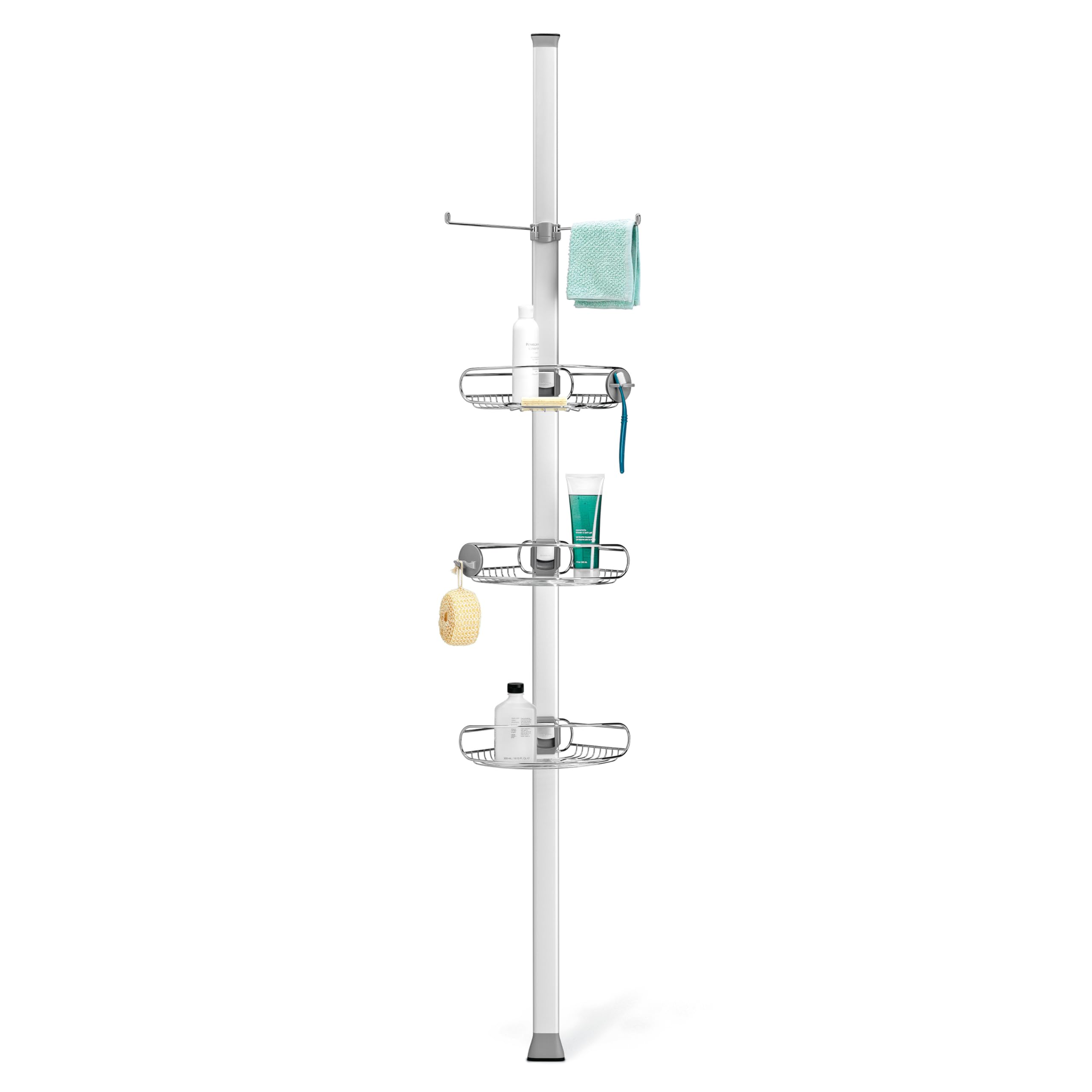 Photo 1 of **NON FUNCTIONAL**simplehuman 9' Tension Pole Shower Caddy, Stainless Steel and Anodized Aluminum