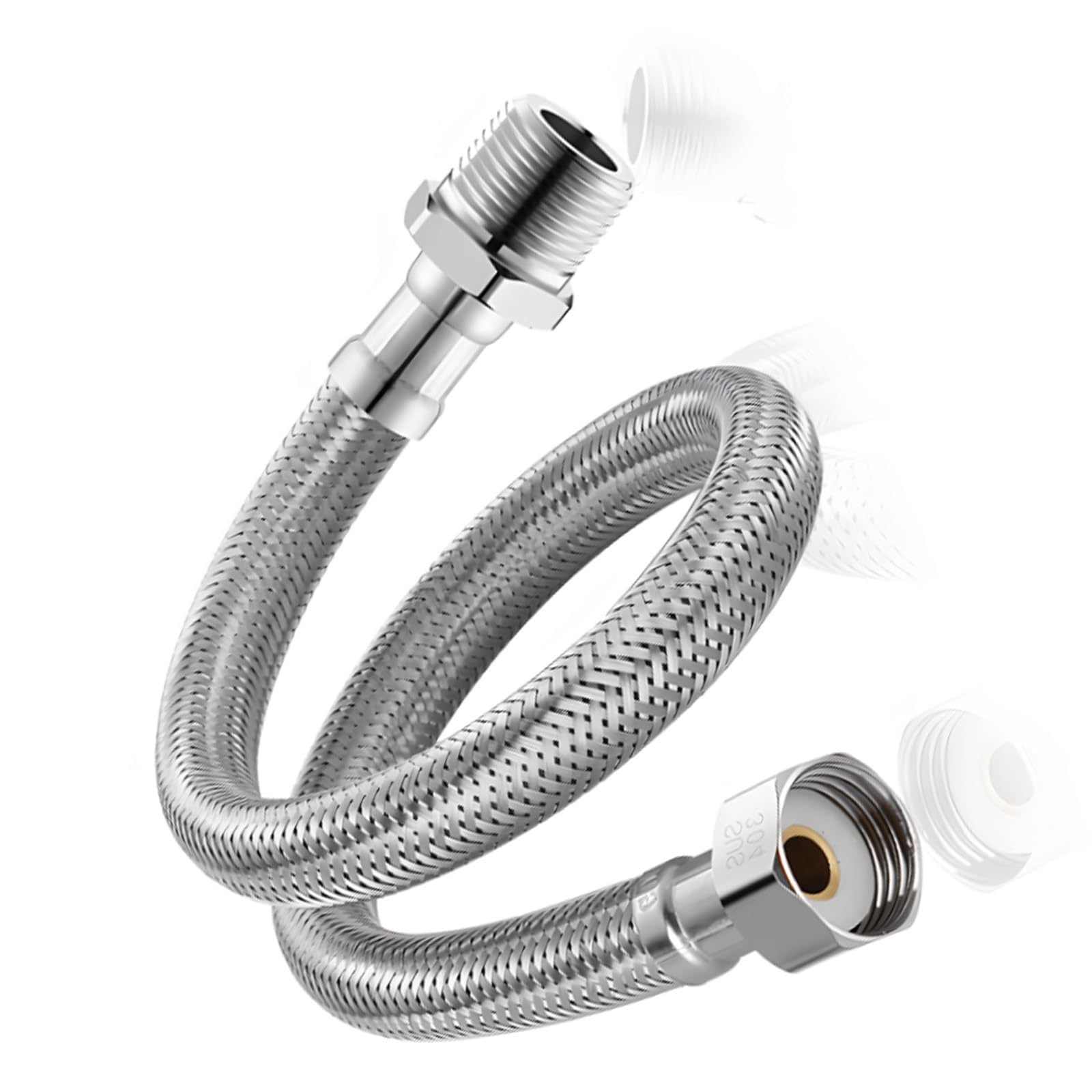 GIONAR Stainless Steel Flexible Tap Hose for Kitchen Tap & Shower Hose Extension, Flexi Pipe for Bathroom,Tap Flexible Hose(60cm)