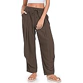 TARSE Women Linen Baggy Harem Pants Summer Drawstring Casual Lounge Pant 2026 Beach Travel Vacation Clothes with Pockets