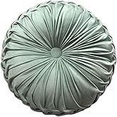 Teieas Round Throw Pillow Velvet Home Decoration Pleated Round Pillow Cushion for Couch Chair Bed Car Light Green