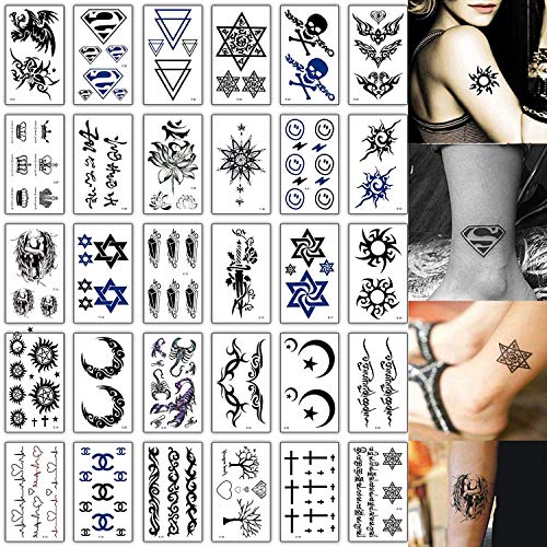 Temporary Tattoos Body Sticker Fake Tattoos Body Art Sticker Hand Neck Wrist 30 Sheets Waterproof Tattoo stickers for Adults Kids Women Men