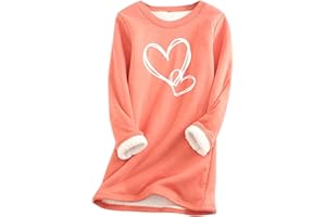 YRAETENM Fleece Sweatshirts for Women Warm Sherpa Lined Crewneck Pullover Soft Casual Loungewear Winter Thermal Tunic Tops