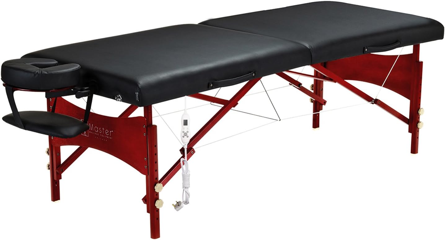 Master Massage Heating Top Roma Portable Massage Table Package with Therma Top Built-in Adjustable Heating System, 70 cm, Black