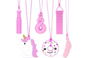 HOAISUN Chew Necklaces for Sensory Girls, Chewy Necklace Sensory Toys for Kids with Autism, ADHD,SPD, Chewing, Teething or Special Needs, Oral Sensory Chew Toys for Kids Adult Reduce Anxiety Fidgeting