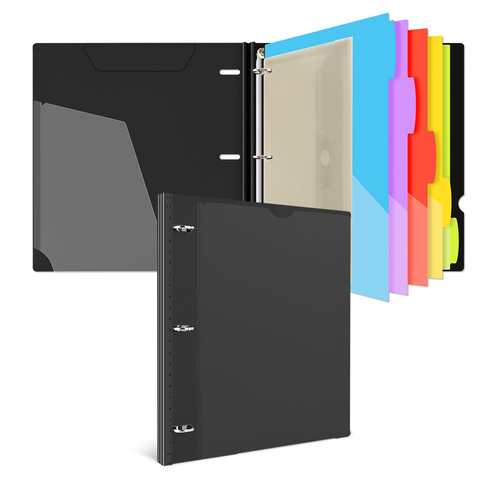 Photo 1 of INFUN Telescoping Project Organizer Binder,13 Pocket-Customizable Front Cover, 5 Colors 2 Pocket Divider and Plastic Binder Pocket, 0.75inch, 160 Sheet Capacity-Black