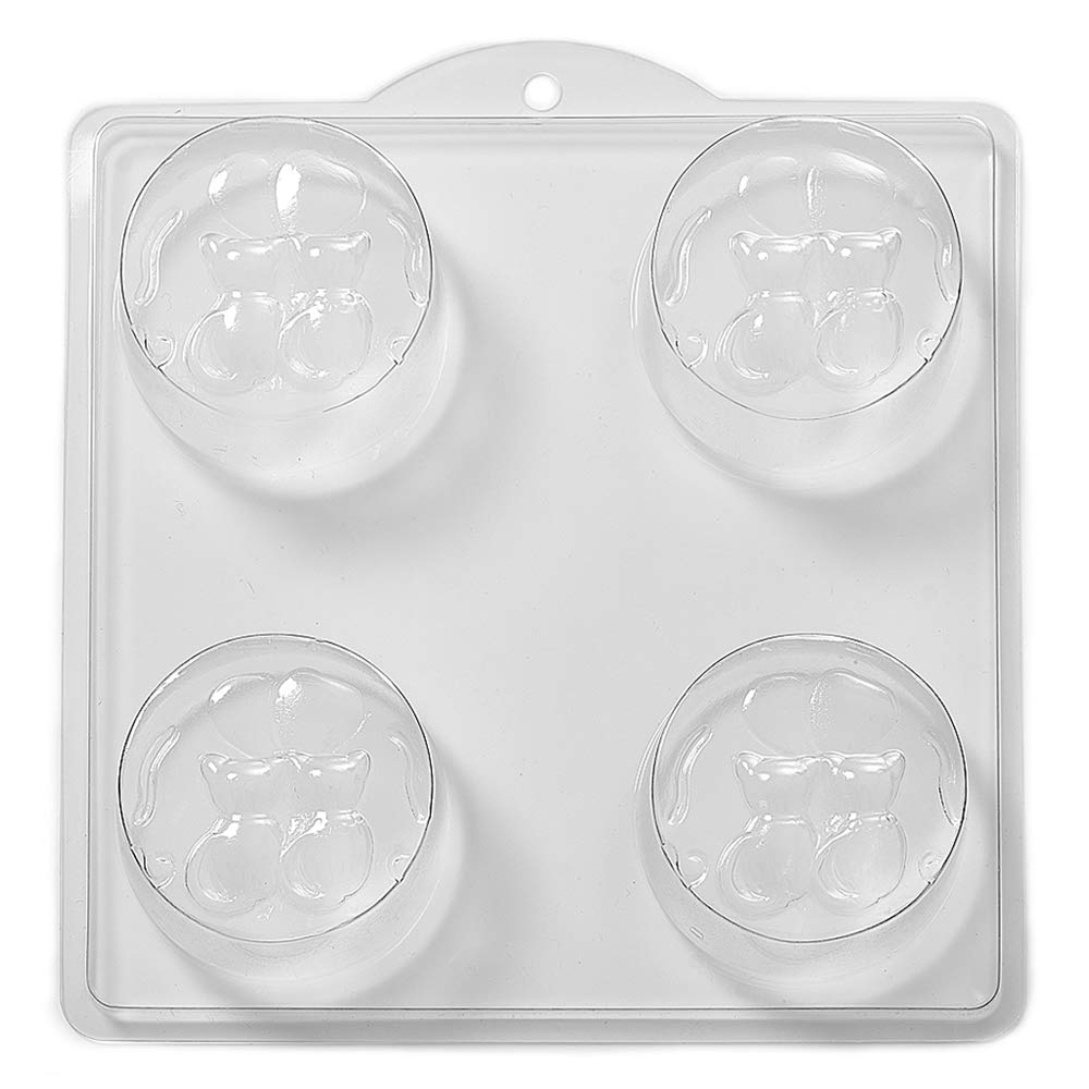 4 Cavity Kitty Cat Sweethearts Soap/Bath Bomb Mould Mold L20