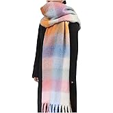 BLATIAL Womens Scarf Winter Big Colorful Checked Thick Warm Soft Scarves Casual Tassel Blanket Scarf