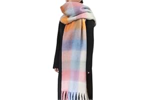 BLATIAL Womens Scarf Winter Big Colorful Checked Thick Warm Soft Scarves Casual Tassel Blanket Scarf