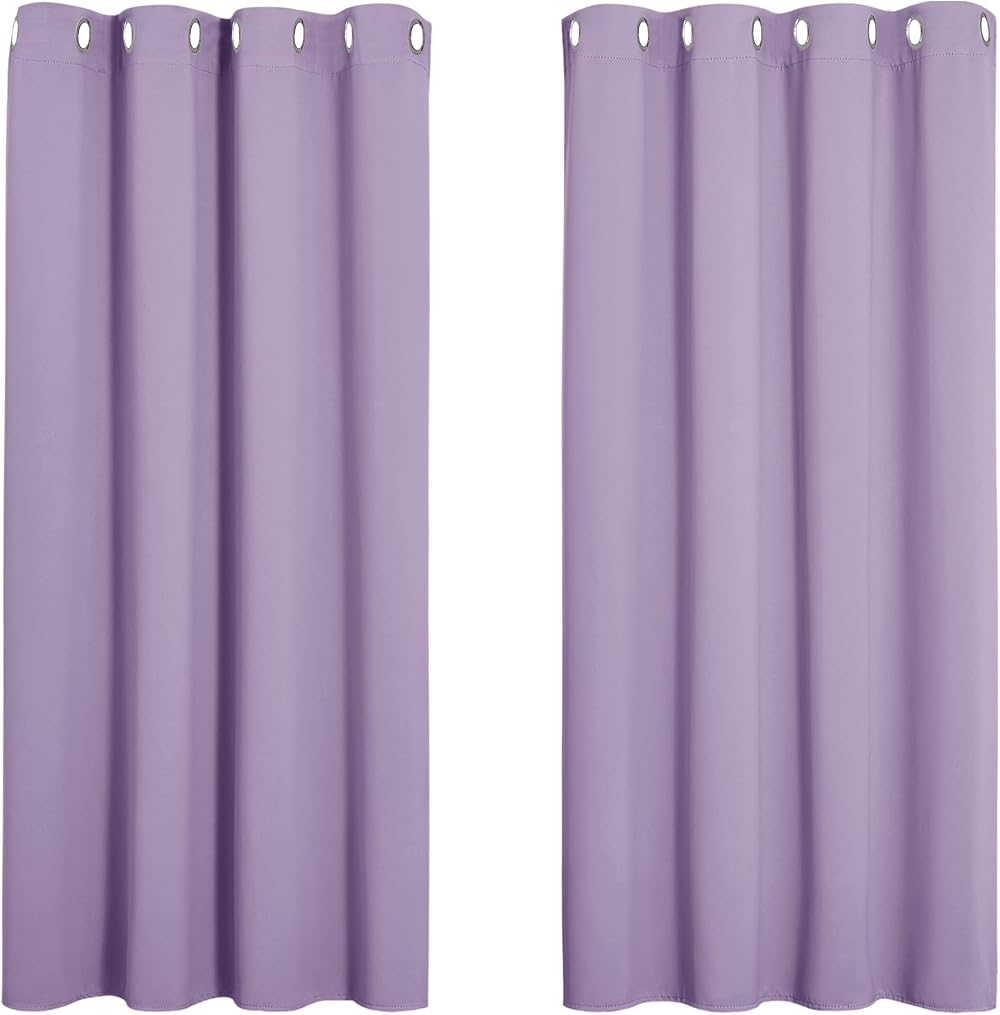PONY DANCE Taro Purple Bedroom Blackout Curtains 46x54 2 Panels Eyelet