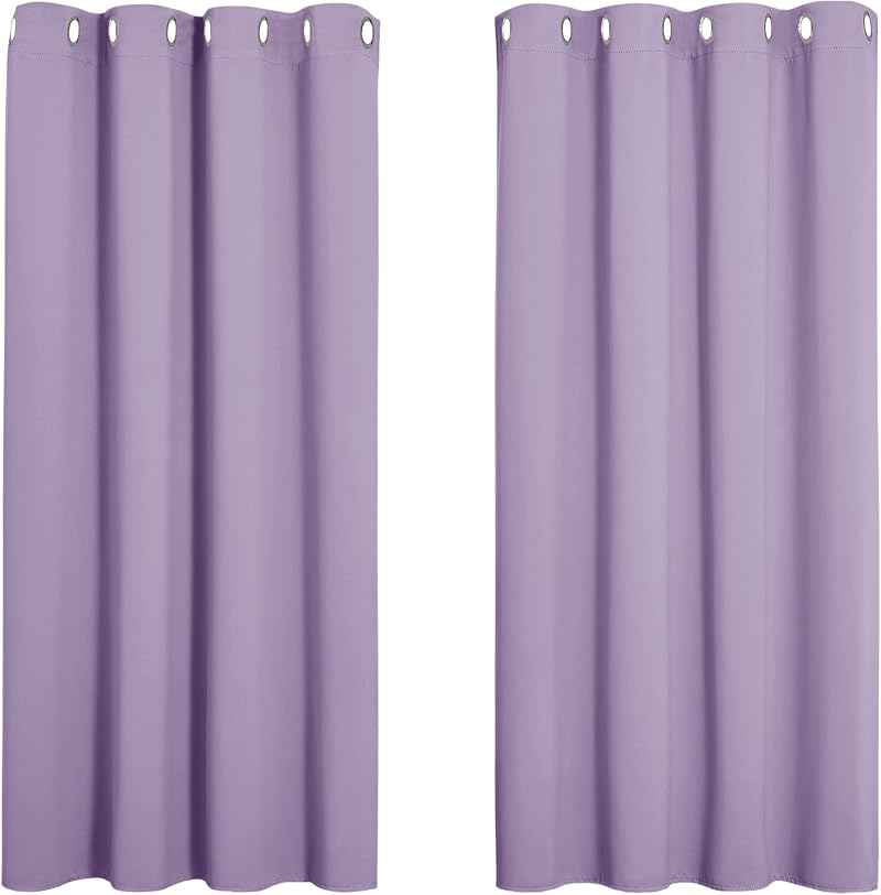 PONY DANCE Taro Purple Bedroom Blackout Curtains 46x54 2 Panels Eyelet