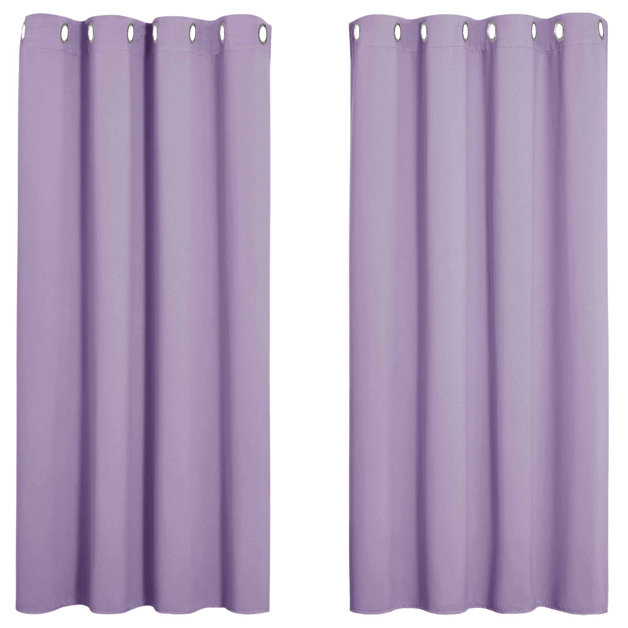 PONY DANCE Bedroom Room Darkening Curtains- Short Eyelet Thermal Blackout Curtains for Home Decor Light Blocked Living Room Panels for Boys' Bedroom, 2 Panels, W 46 inch x L 54 inch, Taro Purple