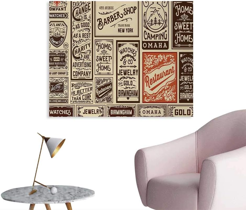 Tudouhoho Antique Cool Poster Mega Pack Old Advertisement Designs Labels Collections Newspaper Nostalgia Corridor/Indoor/Living Room Cream Brown Orange W48 xL32