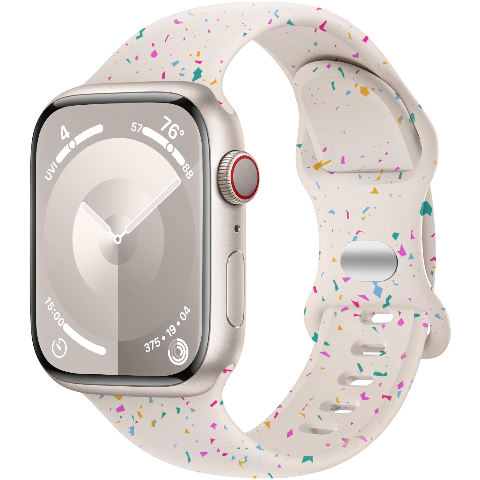 DaQin Sport Band Compatible with Apple Watch Bands 40mm 41mm 42mm 44mm 45mm 46mm 49mm 38mm Women, Soft Silicone Waterproof Strap for iWatch Series 11 10 9 8 7 6 5 4 3 2 1 SE Ultra, Recycled Starlight