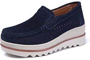 DADAWEN Women's Slip-on Moccasins Hollow Platform Wedge Walking Sneakers