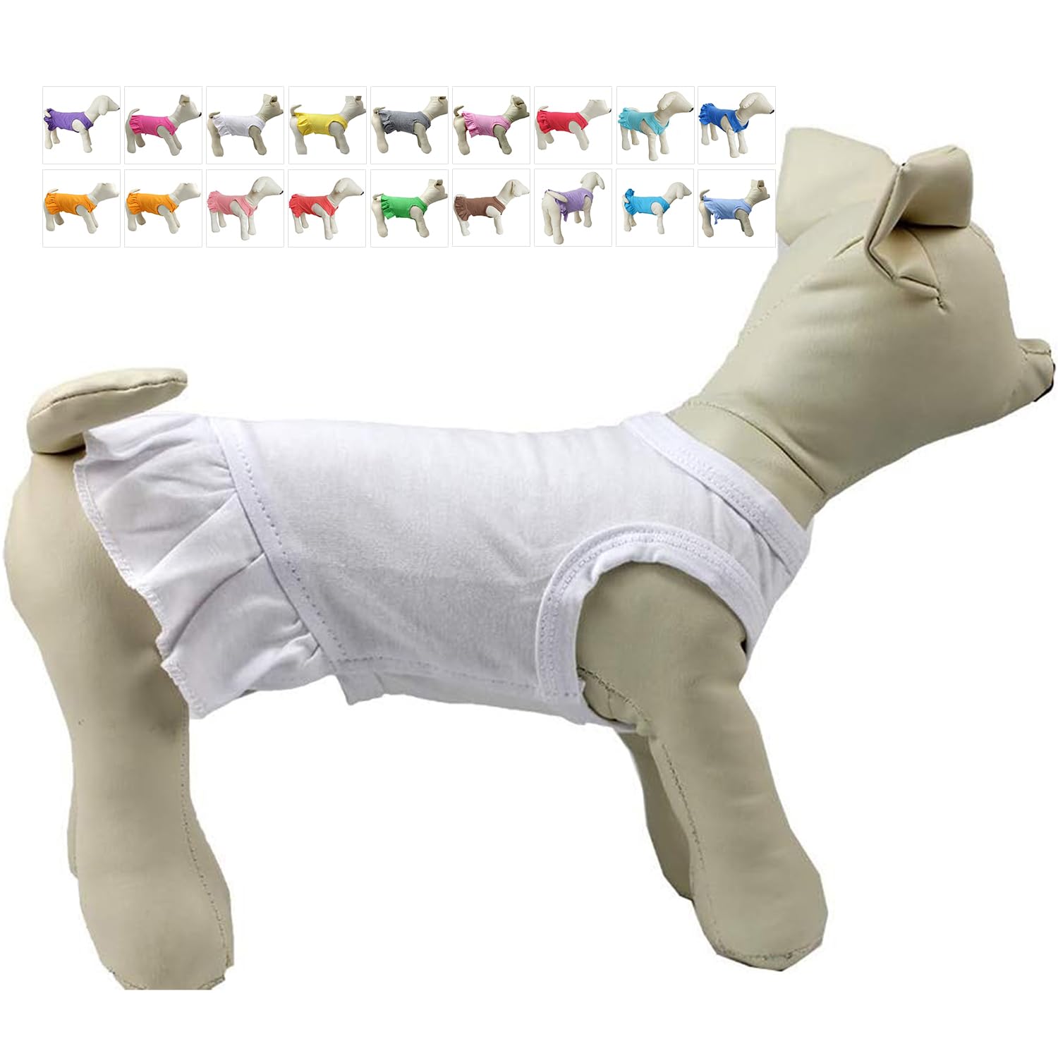 Pet Clothes Small Dog Clothing Blank Color Sport Dress T-Shirts Tee Dresses Tanks Top for Small Size Female Dogs Summer Spring Pet Costumes 100% Cotton (XS, White)