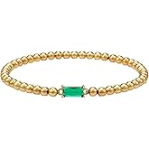 Mikovivi Gold-Colored Beaded Bracelet for Women, Stylish Birth Stone Bracelet Friendship Jewelry Gift Ideal for Women, Thoughtful Birthday Valentine's Day Gift