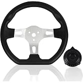 10.5inch/27cm Kart Steering Wheel - 3 Spokes Quick Release Off-Road Cart Steering Wheel Interior With Holes For Go Kart Beach Kart Replacement Vehicle Universal (10.5inch/27cm - Black)