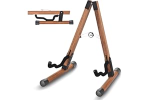 DOMMI Folding Acoustic Guitar Stand with Soft Foam Arms, Electric Guitar Stand with Non-Slip Rubber and Soft Foam Arms, Portable Folding A-Frame Acoustic Guitar Stand for Travel, No Need Assemble