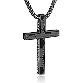 WINFY Soccer Bible Verse Cross Necklace for Boys Men 316L Stainless Steel Chain Pendant Religious Christian First Communion Confirmation Jewelry Graduation Christmas Gift