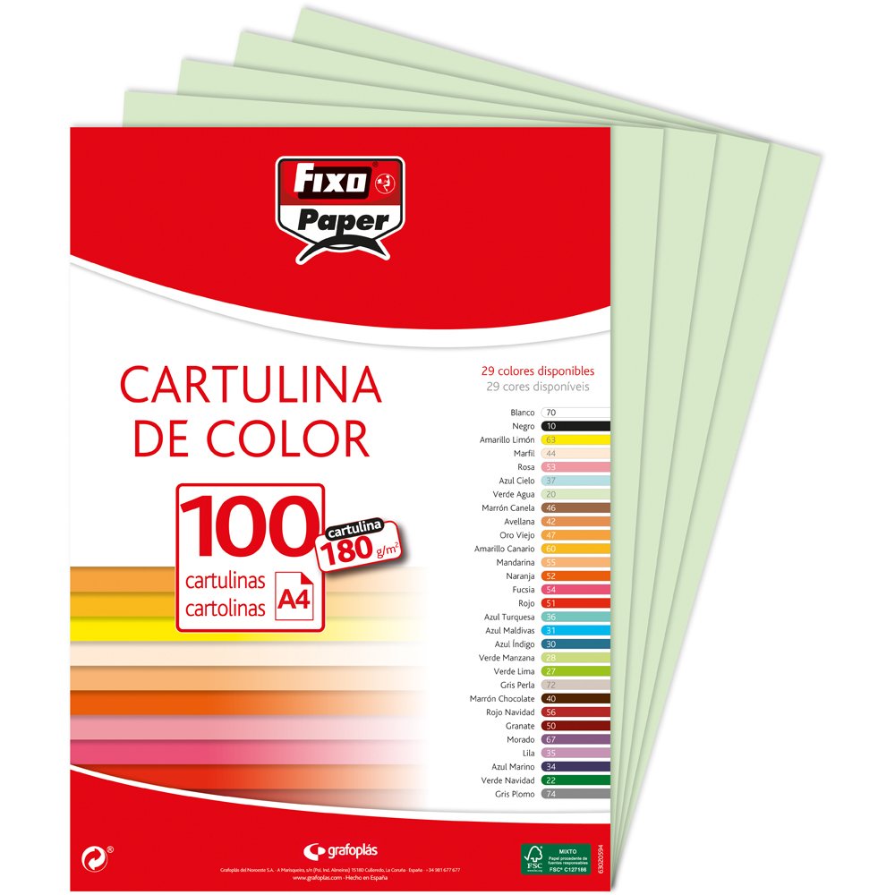 Fixo 11110420 – Pack of 100 Card, A4, Green