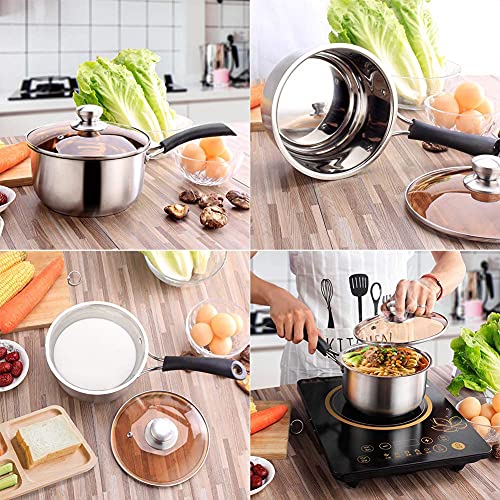 2 Quart Saucepan Stainless Steel Small Saucepan with Lid Cover Nonstick