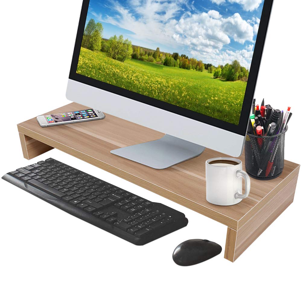 Greensen Desktop Monitor Stand, Heavy Duty Wooden Monitor Riser Computer/ Laptop/ TV Screen Riser 15 mm MDF for Office and Home, 50 × 20 × 7.7 cm (Burly Wood)