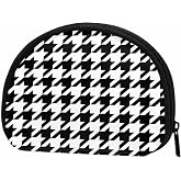 IBILIU Small Coin Purse Monochrome Houndstooth Classic Black And White Hound Tooth Geometric Mini Wallet Coin Pouch Change Purse For Women Men