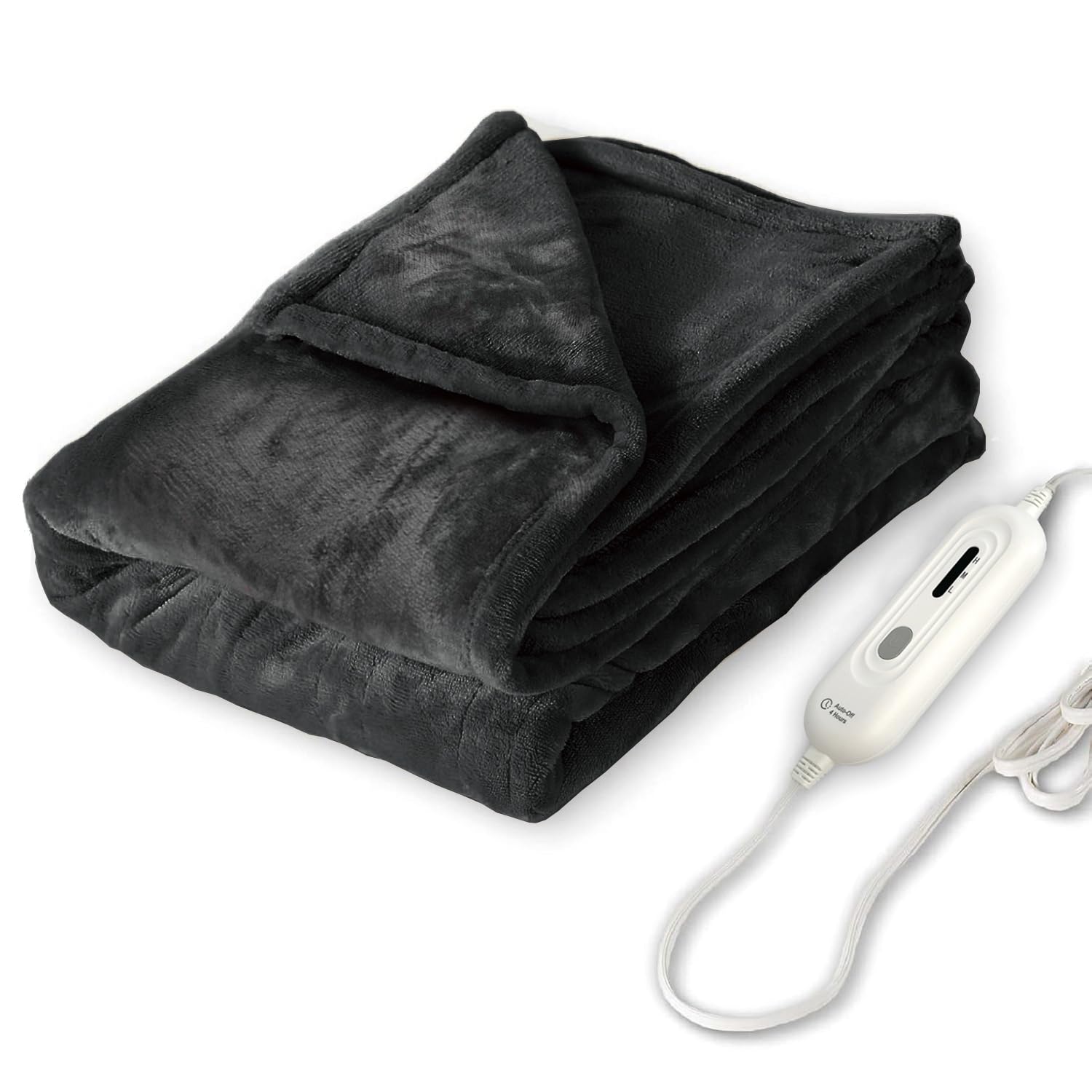 Photo 1 of Tefici Electric Heated Blanket Throw, Super Cozy Soft 2-Layer Flannel 50" x 60" Heated Throw with 3 Heating Levels & 4 Hours Auto Off, Machine Washable, ETL&FCC Certified, Home Office Use,Black