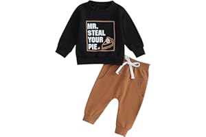 Okbabeha Baby Boy Outfit Sweatsuit Letter Sweatshirt Shirt Pullover Tops Pants Toddler Boys Festive Clothing