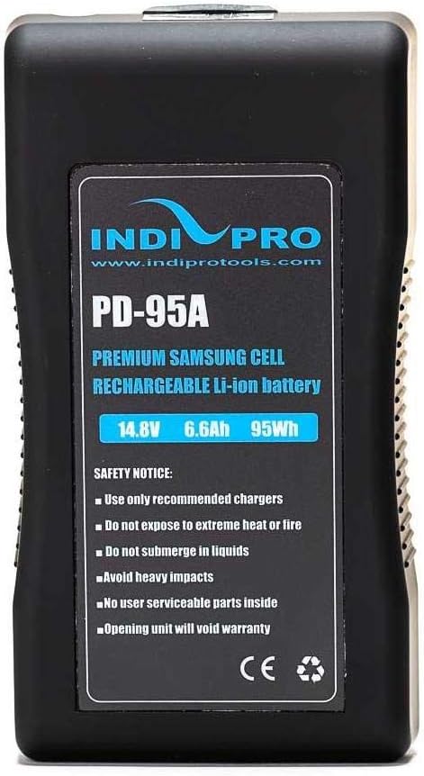 IndiPRO Compact Series 95Wh 14.8V Gold Mount Li-Ion Battery | Maximum 10A Continuous Draw | Single 14.8V D-Tap Output| 4-LED Power Gauge | Designed for Pro Video Cameras & Lights