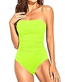 Holipick Women Neon Green One Piece Swimsuits Tummy